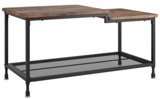 GarveeMore Couchtisch Wohnzimmertisch,2in1 industrieller Stil,mit Mesh-Regal,Metallgestell, 2-stöckiger Hohe und niedrige Tischplatte Design,100x50x48cm