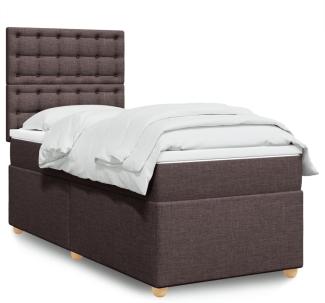 vidaXL Boxspringbett mit Matratze Dunkelbraun 100x200 cm Stoff 3293508