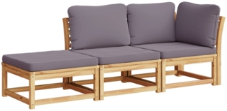 vidaXL 3-tlg. Garten-Lounge-Set mit Kissen Massivholz Akazie 3214327