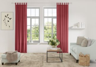 Home affaire Vorhang Parry, Schlaufen (2 St), blickdicht, Polyester, 2-er Set, blickdicht, monochrom, basic