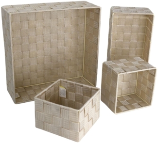 4er Set Aufbewahrungskörbe für Badezimmer geflochtene Textil Organizer Boxen beige