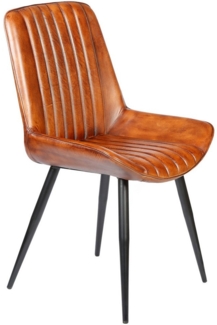 Casa Moro Polsterstuhl Stuhl Esszimmer Leder Braun Industrial Chic (Echtleder Konferenzstuhl auch als 2er, 4er & 6er Set), Polsterstuhl Lederstuhl Esszimmerstuhl