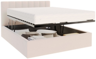 FDM Polsterbett OSKAR modern mit Bettkasten MADE IN EU - mit Trinity Velours Bezug (verfügbar 90x200 120x200 140x200 160x200 180x200cm, Bettrahmen, Bett, mit großen gepolsterten Kopfteil, mit Bettkasten zum aufklappen), Hebbarer Metallrahmen, Bettkaste...