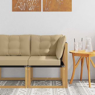 vidaXL Outdoor Ecksofa Massivholz Akazie und Textilene Stoff Weiß 901608