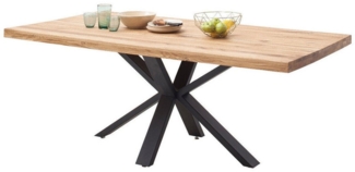 ELFO Esstisch Esstisch Spyder Eiche Massiv durchg. Lamelle 200x100cm Metallgestell, Maße: ca. B 200 x T 100 x H 76 cm