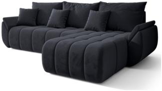 Selsey 'Romuldi' Ecksofa mit Schlaffunktion, Stauraum, Samtbezug, Anthrazit, rechtsseitig