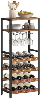 Hoobro WEINREGAL Braun Glashalter 16 Flaschen (H 100 x T 41.5 x B 24 cm)