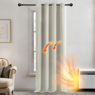 Deconovo Verdunkelungsvorhang Blickdichter Vorhang mit Ösen Gardinen Wohnzimmer 1 Stück, Verdunkelung Lärmschutz Thermogardine Dicke Vorhänge Kälteschutz