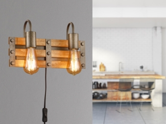 Wandleuchte, Holz, braun, L 35 cm