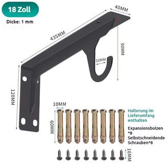 PRIISF Wandgarderobe 2Stück Regalhalterung Schwerlast Kleiderstange Wandgarderobe mit Haken (Regalträger Tablarträger Kleiderständer Flur Garderobe Hutablage, Wandregal Kleiderhaken Schwerlastwinkel Regal Wandhalterung), für Flur, Wohnzimmer, Schlafzim...