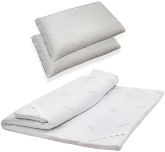 Dmora Set mit 1 Einzelne Topper und 1 Kissen Coconut, Bettzubehör, Memory-Schaum-Topper, Über Matratze, Made in Italy, 80x200 h5 cm, Weiß
