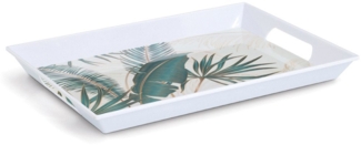 Zeller Present Tablett Melamintablett "Palm leaves", Melamin, tropisches Motiv, Tragegriffe, 34,8x50 cm