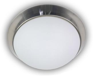 LED-Deckenleuchte rund, Opalglas matt, Dekorring Nickel matt, Ø 35cm