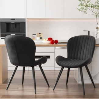 HawthyHome Esszimmerstuhl 2er Set Polsterstuhl mit Armlehnen & Metallbeinen (2 St), Wasserdicht & Ergonomisch für Küche Esszimmer Wohnzimmer