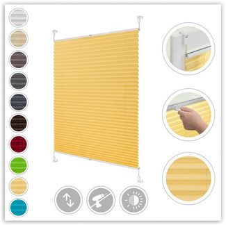 Lichtblick Sonnenschutzsysteme GmbH Plissee Nizza 45 cm x 130 cm (BxL) Gelb Tageslicht; einfache Installation mit Klemmträgern; verspannt