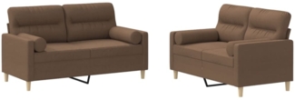 vidaXL 2-tlg. Sofagarnitur mit Kissen Braun Stoff 3201587