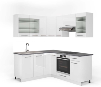Vicco Eckküche Weiß Hochglanz/Weiß 160 x 190 cm , AP Anthrazit, Fame-Line