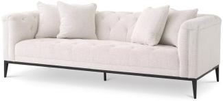 Casa Padrino Luxus Chesterfield Sofa mit 4 Kissen Weiß / Rotguss 231 x 97 x H. 75 cm - Wohnzimmer Sofa - Hotel Sofa - Wohnzimmer Möbel - Chesterfield Möbel - Luxus Möbel - Luxus Einrichtung