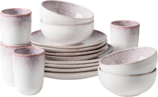 Gipfelstück Kombiservice Geschirr-Set, Service Alpenwiese (16-tlg), 4 Personen, Steinzeug, jedes Teil ein Unikat