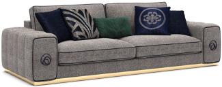 Casa Padrino Luxus Wohnzimmer Sofa Grau / Schwarz / Gold 260x100 x H. 65 cm