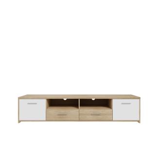 FORTE Quadro TV-Unterschrank, Holzwerkstoff, Beige/Weiß, 181,7 x 39 x 52,7 cm