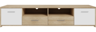 FORTE Quadro TV-Unterschrank, Holzwerkstoff, Beige/Weiß, 181,7 x 39 x 52,7 cm