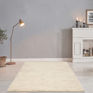 THEKO Wollteppich Hadj Uni, rechteckig, Höhe: 25 mm, echter Berber Teppich, reine Wolle, meliert, handgeknüpft