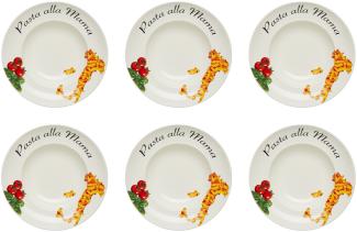 KHG 6er Set Pastateller, extra groß mit 30cm Durchmesser in Pasta alla Mama Print, perfekt für Gastro und Zuhause, hochwertiges Porzellan, Suppenteller, Salatteller, SpülmaschinengeeignetKHG 2er Set Pastateller, extra groß mit 30cm Durchmesser in Past...