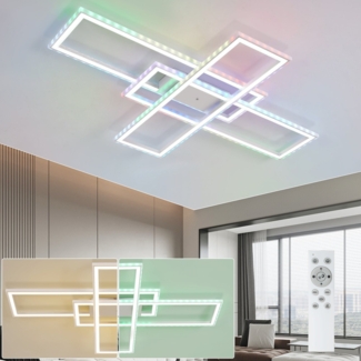 ZMH Deckenlampe LED Deckenleuchte Wohnzimmer - Wohnzimmerlampe Modern Dimmbar mit Fernbedienung Schlafzimmerlampe RGB Farbwechsel 50W Schlafzimmer Deckenbeleuchtung Groß für Küche Flur Esszimmer