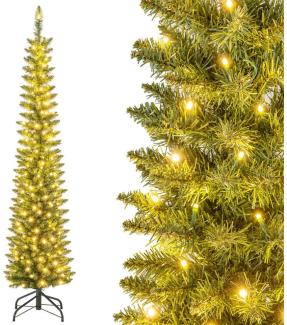 COSTWAY Künstlicher Weihnachtsbaum, Bleistift, 210cm, 180 LEDs, 499 Spitzen