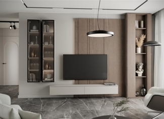 MOEBLINE Wohnwand Medienwand FIVO 3 kaschmir TV-Lowboard Hängevitrinen 3-St