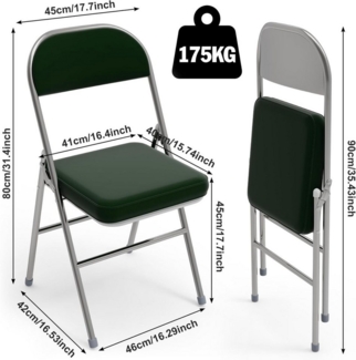 JEOBEST Klappstuhl Kunstleder Stuhl, (Set, 2/4 St)Klappbar, gepolstert, Metallgestell, bis 120 kg belastbar