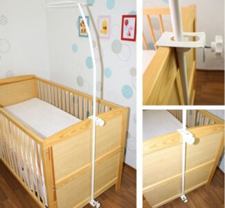 Primawela Himmelstange Himmelstange für Kinderbett Babybett Gitterbett Befestigung, 1