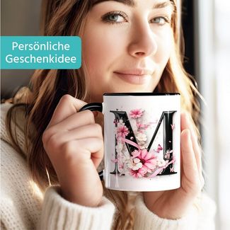 SpecialMe Tasse Tasse Monogramm Buchstabe M Alphabet Initiale Geschenkidee Frau, Keramik