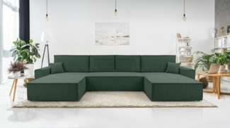 AX LIVING Grün Sofa U mit Schlaffunktion – Cedria U Wohnlandschaft