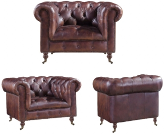 Chesterfield Ledergarnitur Mansfield 3-Sitzer 2-Sitzer un.