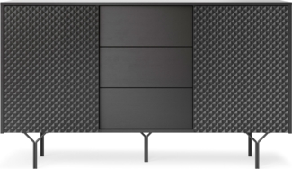 Kommode Sideboard Raven 144x38x83cm schwarz mit 3D-Optik