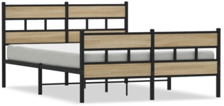 vidaXL Metallbett ohne Matratze Sonoma-Eiche 150x200 cm 3308470