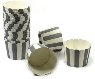 Frau WUNDERVoll Muffinform Muffin Backformen, klein Durchmesser 5 cm, grau mit weissen Streifen, (50-tlg)