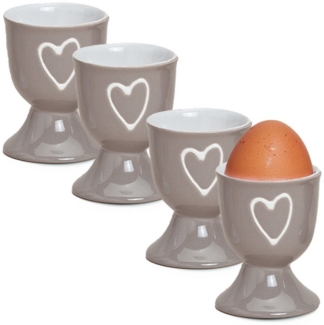 matches21 HOME & HOBBY Eierbecher, (4-tlg), Runde Keramik Ei-Halter als lustige Frühstücks-Eier Tisch-Deko