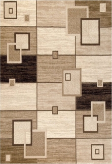 Vimoda Designteppich Teppich Wohnzimmer kurzflor, Rechteckig, Höhe: 12 mm, Läufer Kariert geometrischen Retro Kachel Optik Braun