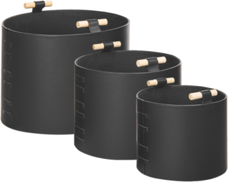 Aufbewahrungskorb 3er Set ARAM Kunstleder Schwarz