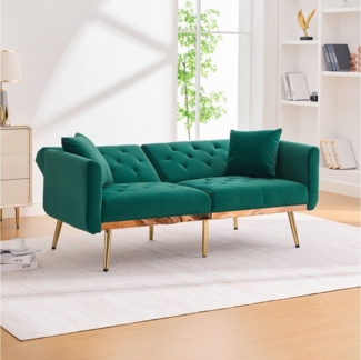 STILVORA Schlafsofa mit Kissen,Zweisitzer Relaxsofa mit verstellbarer Rückenlehne,Smaragd