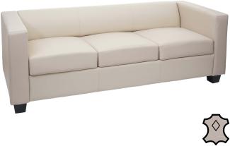 3er Sofa Couch Loungesofa Lille ~ Leder, creme