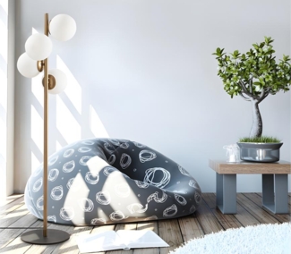 Vente-unique - Stehleuchte mit 4 Leuchten - H. 130 cm - Metall & Glas - Weiß & Goldfarben - FAZE