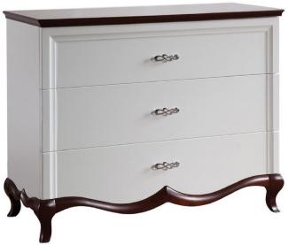 Casa Padrino Luxus Art Deco Kommode mit 3 Schubladen Weiß / Dunkelbraun 114 x 46,5 x H. 90,2 cm - Luxus Qualität