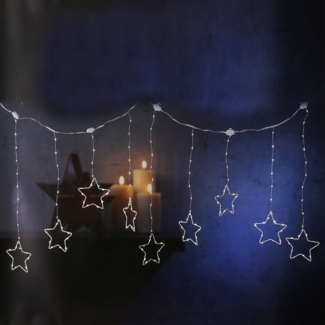 MARELIDA LED-Lichtervorhang Sterne Fensterbeleuchtung Weihnachtsbeleuchtung 120x60cm Innen Außen, 156-flammig