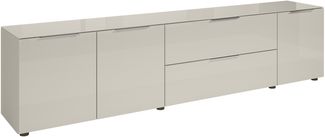 Lowboard >Santorin< Glasfronten in Kaschmir - 226 x 55 x 40 cm (BxHxT)