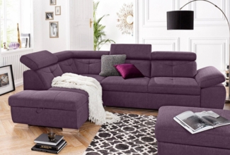 exxpo - sofa fashion Ecksofa Spring, super bequem und komfortabel mit Armteil- und Kopfteilfunktion, wahlweise mit Bettfunktion und Bettkasten, L-Form