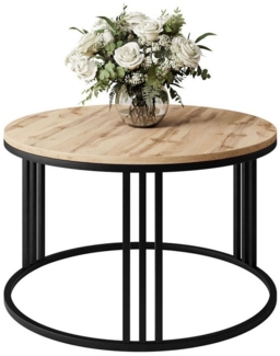 Lookway Couchtisch LORI LOFT mit Tischplatte in Holzdekor (1xCouchtisch), Durchmesser: ⌀70 cm